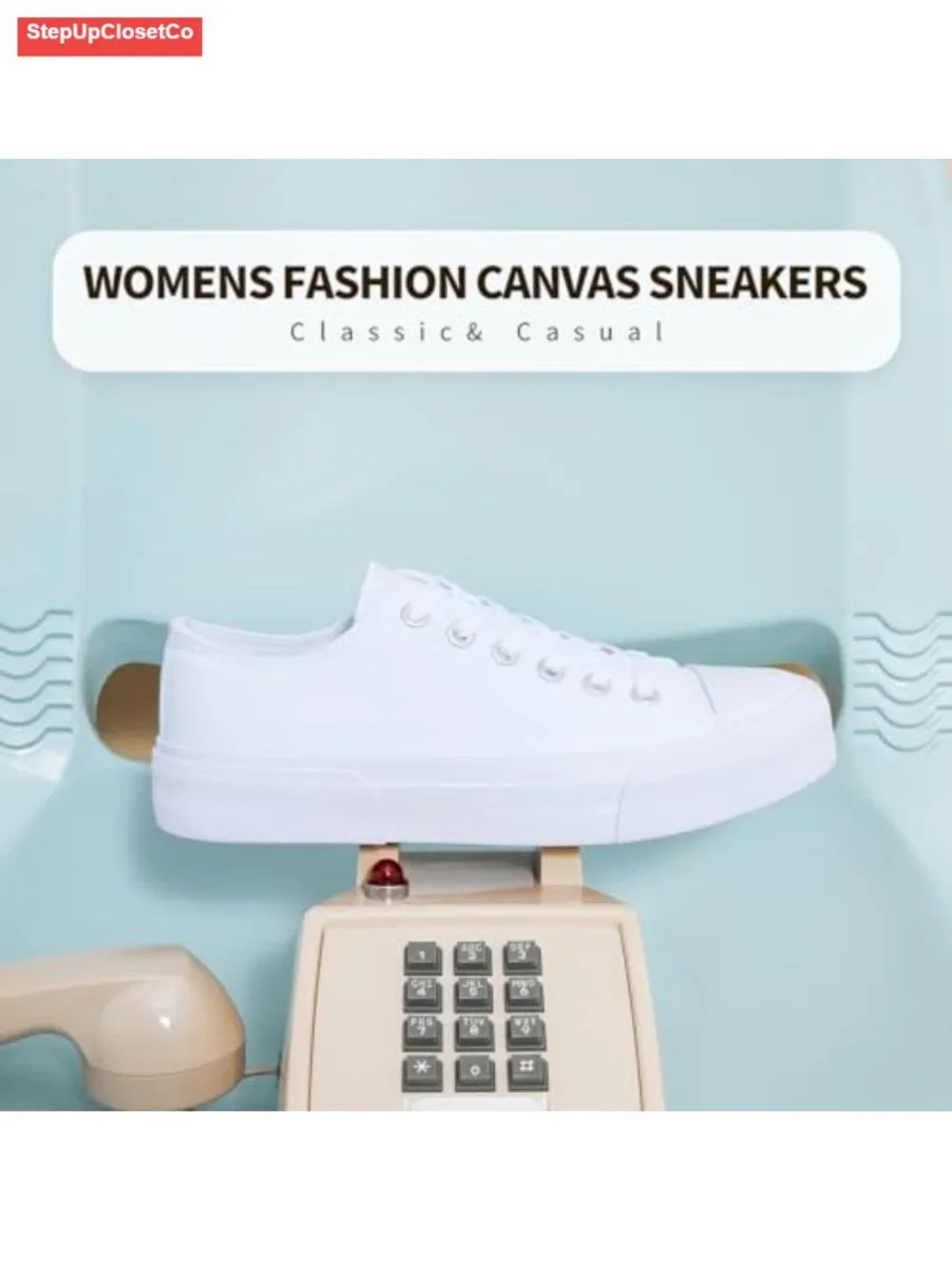 Classic Low Top Canvas Sneakers for Women, Breathable Lace Up Shoes, Slip On